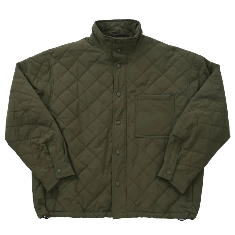 Men's Argyle Quilted Military Style Jacket with Stand Collar