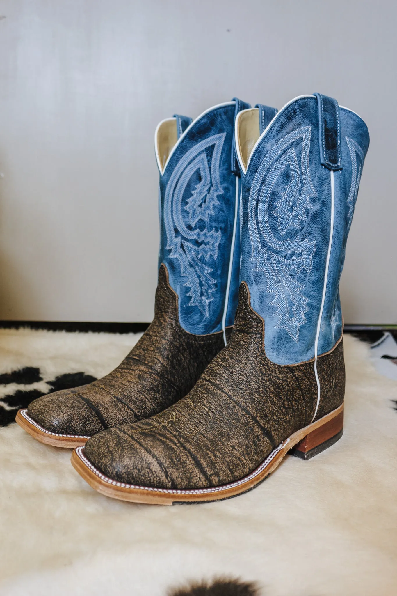 Men's Brown Safari Cape Buffalo Blue Dress Boot