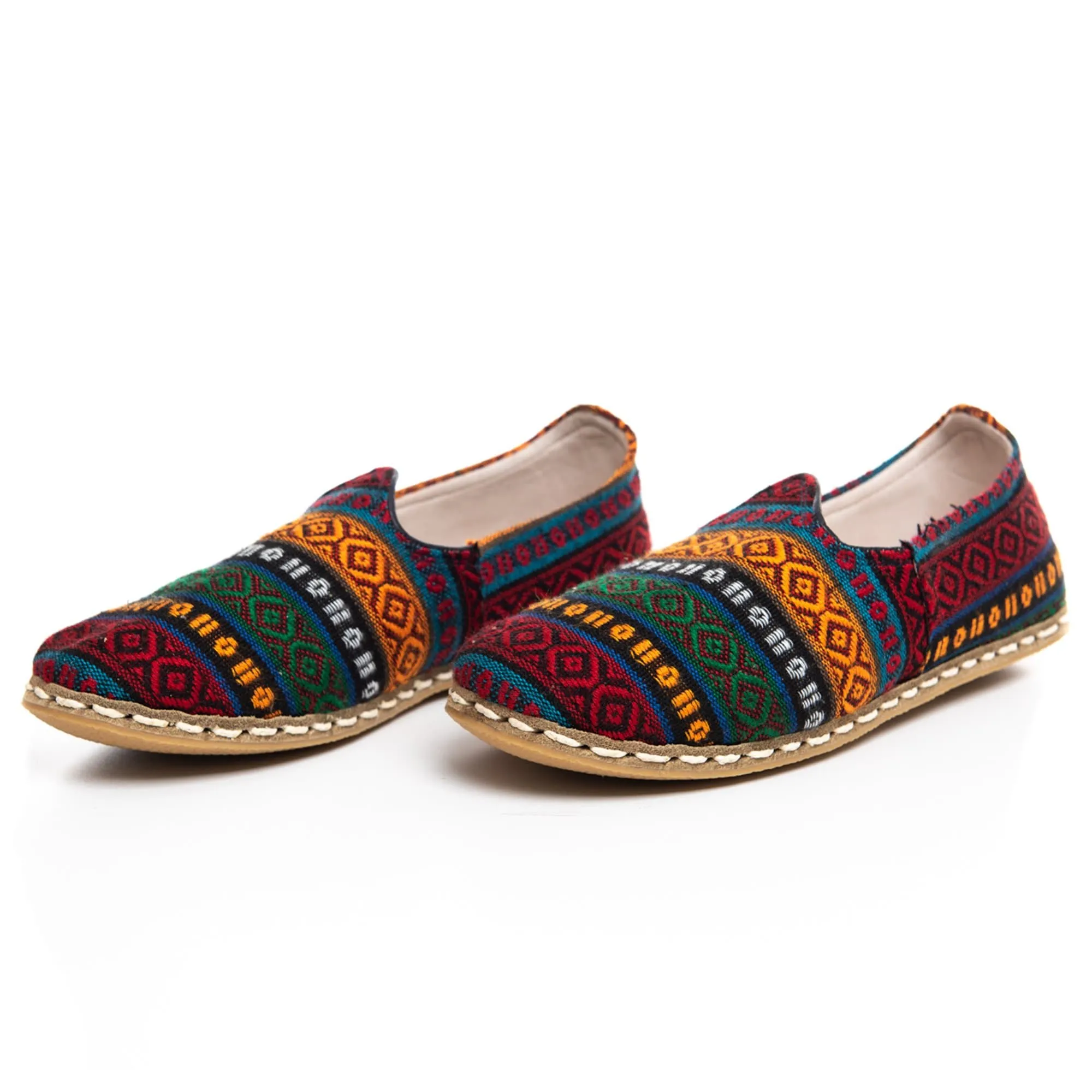 Men's Burgundy Kilim Slip On Shoes