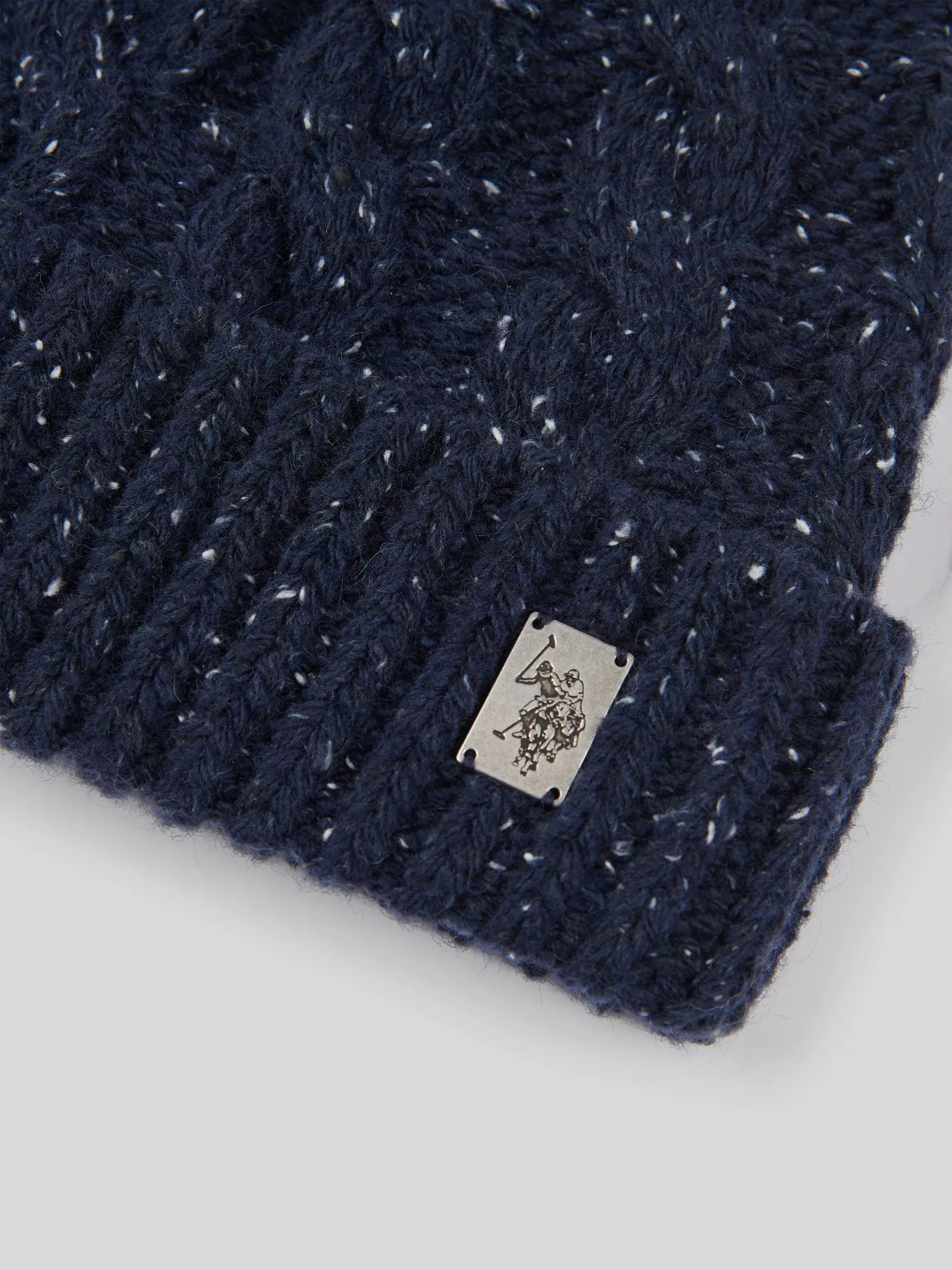 Mens Cable Knit Beanie in Dark Sapphire Navy