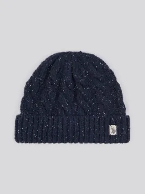 Mens Cable Knit Beanie in Dark Sapphire Navy