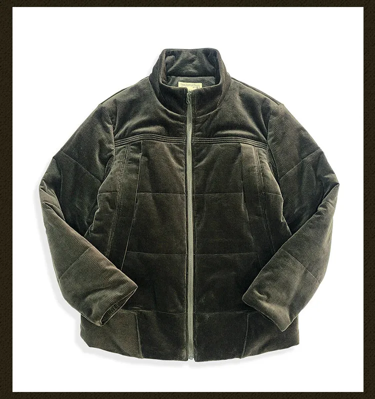 Men's Corduroy Quilted Stand Collar Jacket