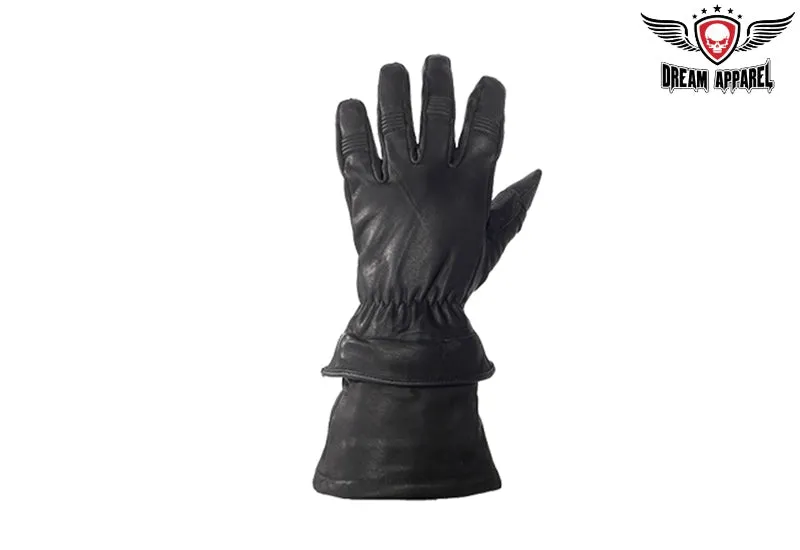 Mens Leather Gauntlet Gloves With Zip Off Cuffs