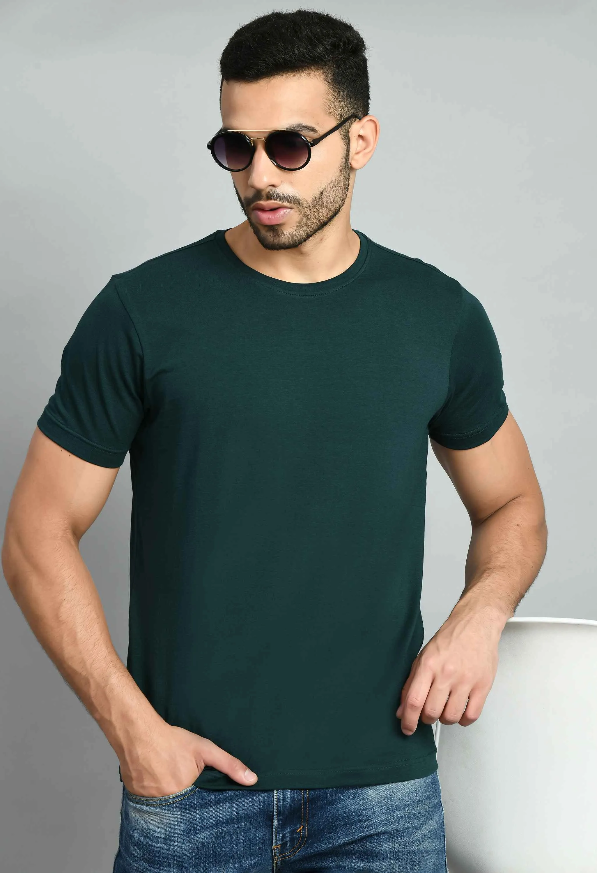 Men's Solid Green Smart Fit T-Shirt