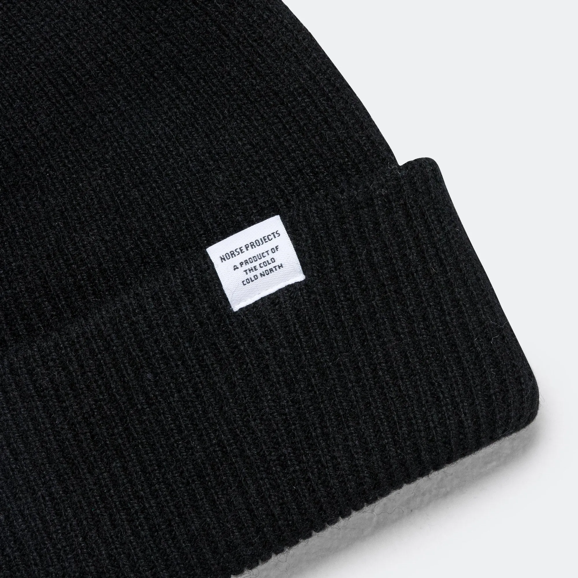 Merino Lambswool Beanie - Black/Black