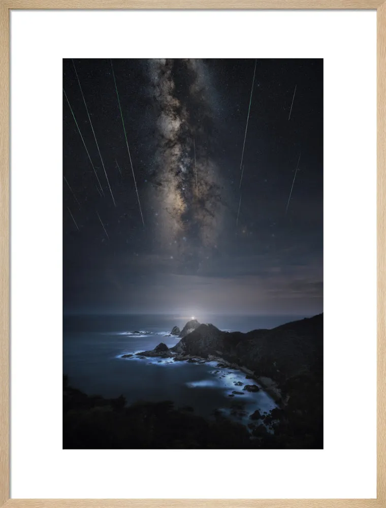 Meteor Shower Over the Lighthouse (2024 Custom Print)