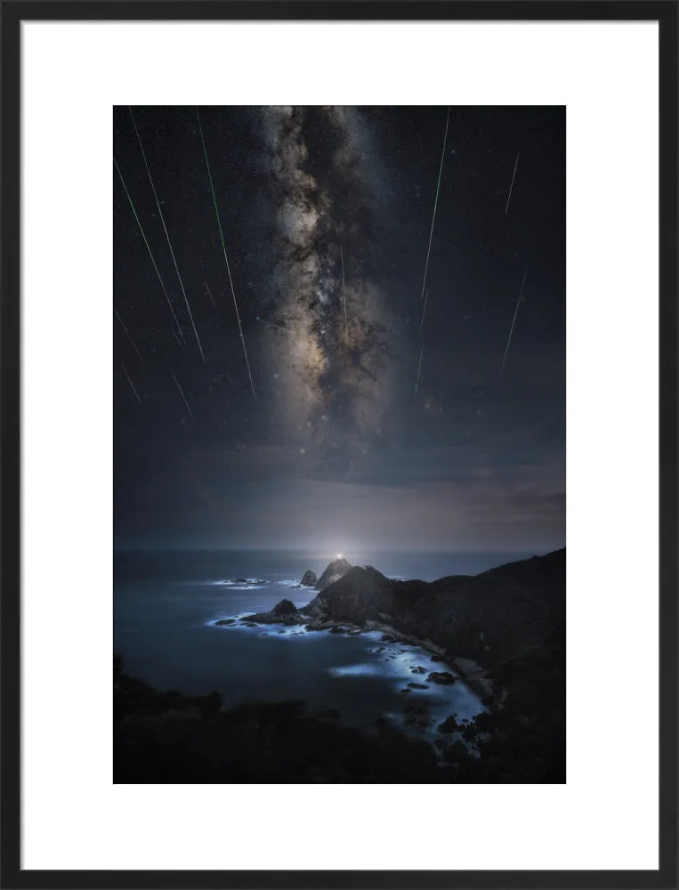 Meteor Shower Over the Lighthouse (2024 Custom Print)