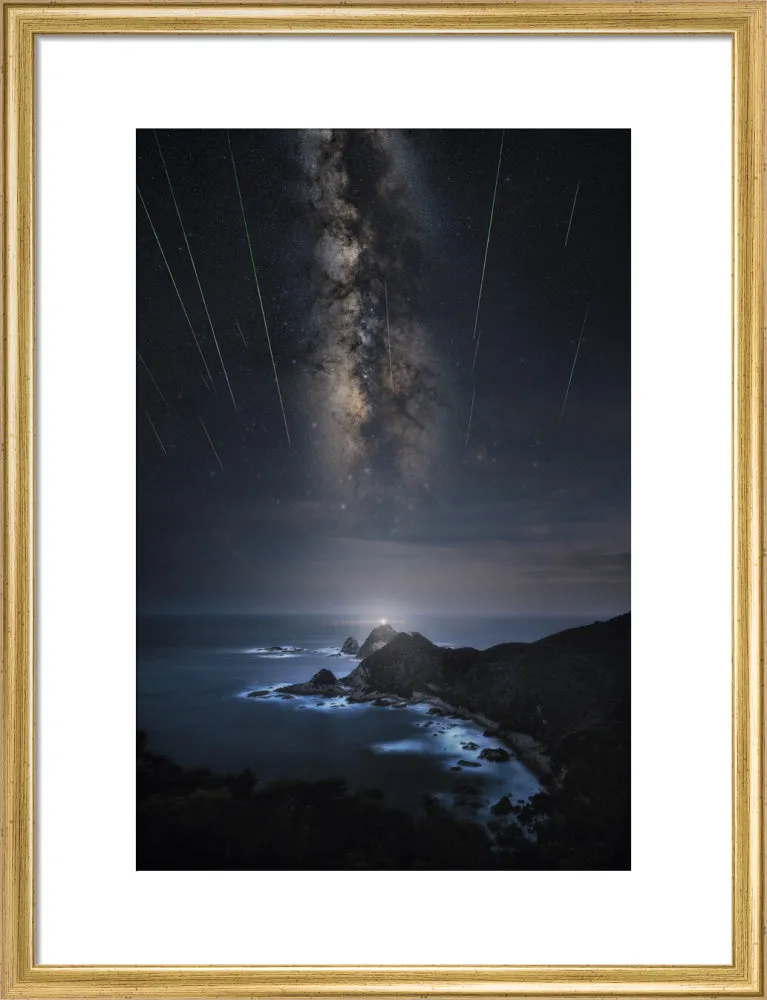 Meteor Shower Over the Lighthouse (2024 Custom Print)