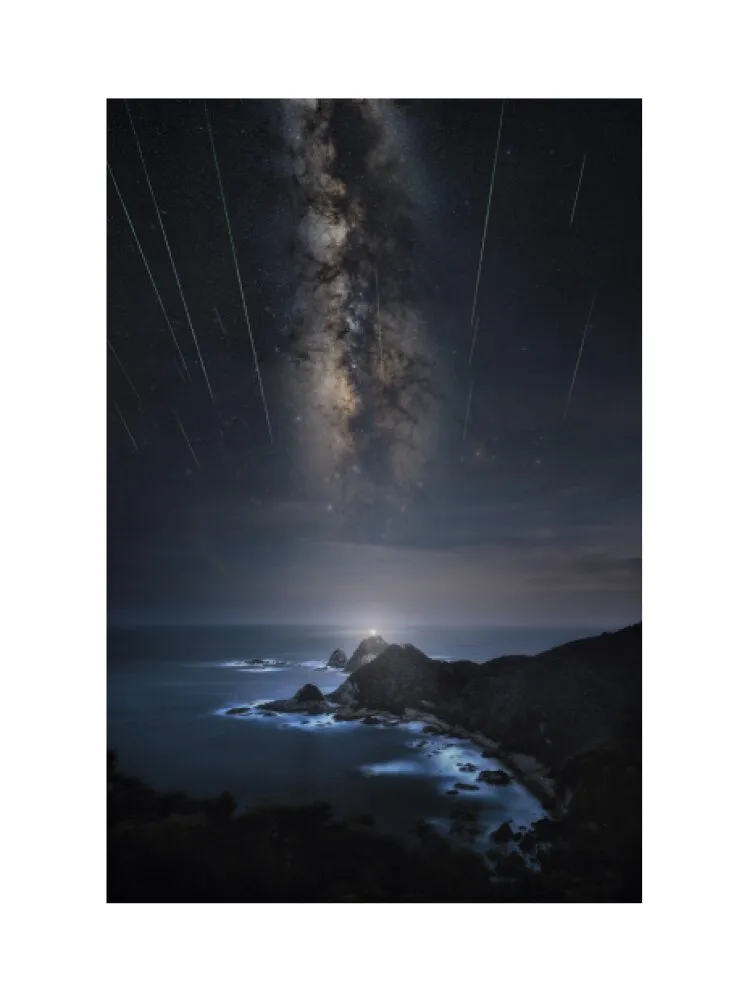 Meteor Shower Over the Lighthouse (2024 Custom Print)