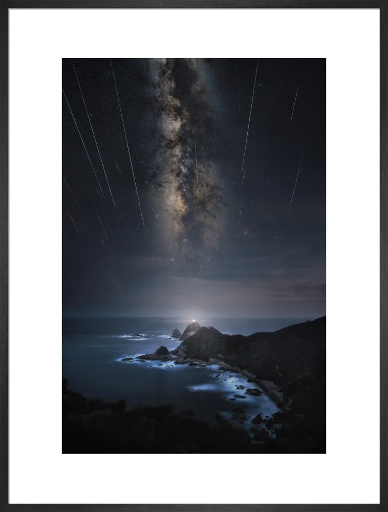 Meteor Shower Over the Lighthouse (2024 Custom Print)