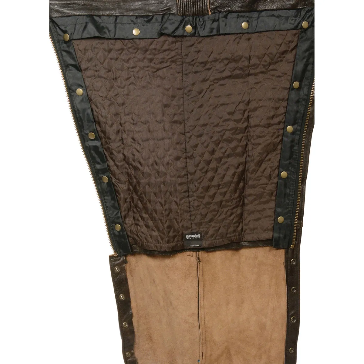 Milwaukee Leather Chaps for Men's Retro Brown Naked Leather - Snap Out Thermal 4-Pockets Motorcycle Chap - ML1191RT