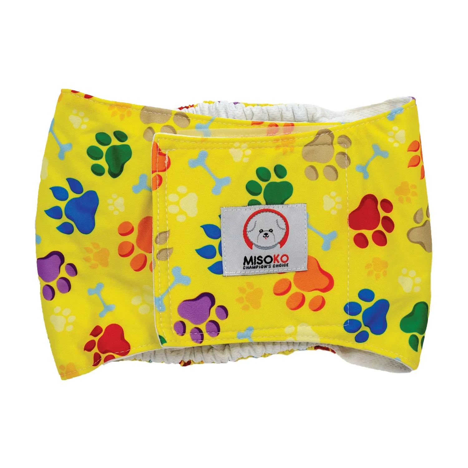 Misoko reusable diapers for male dogs, with paw prints