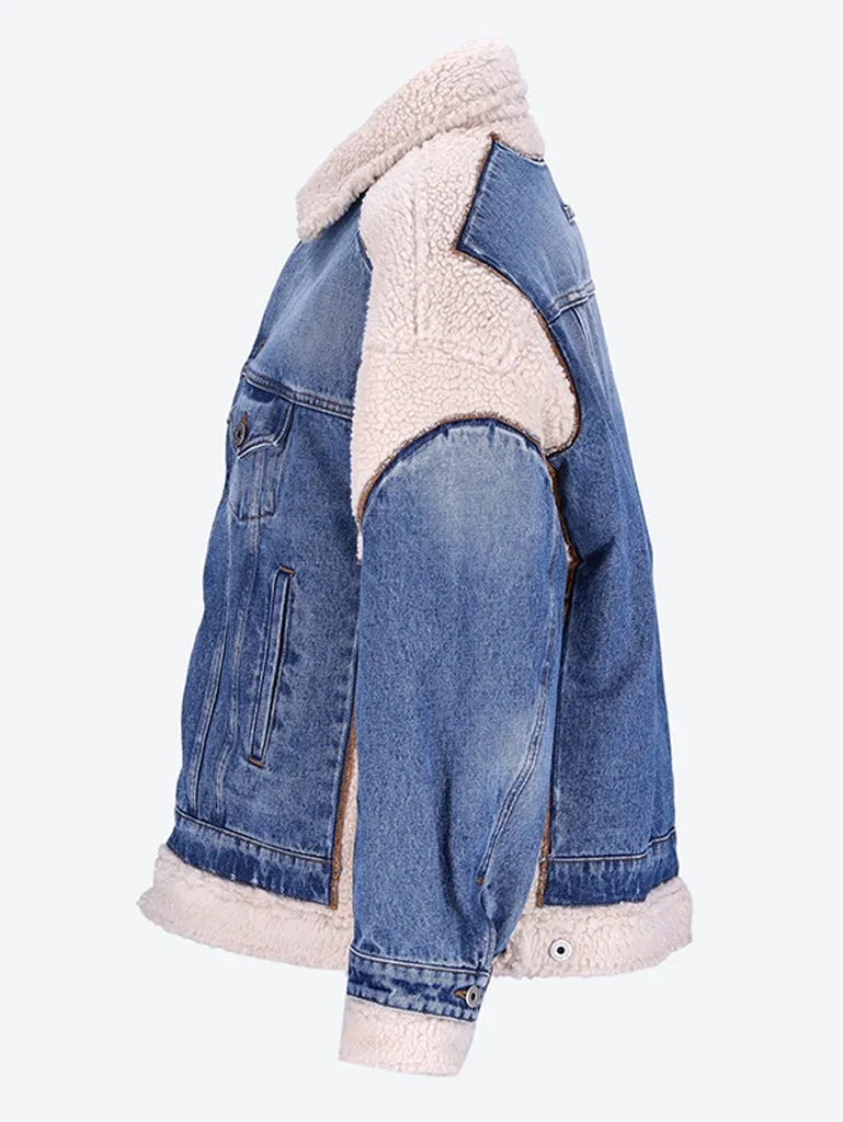 Mix shearling denim jacket