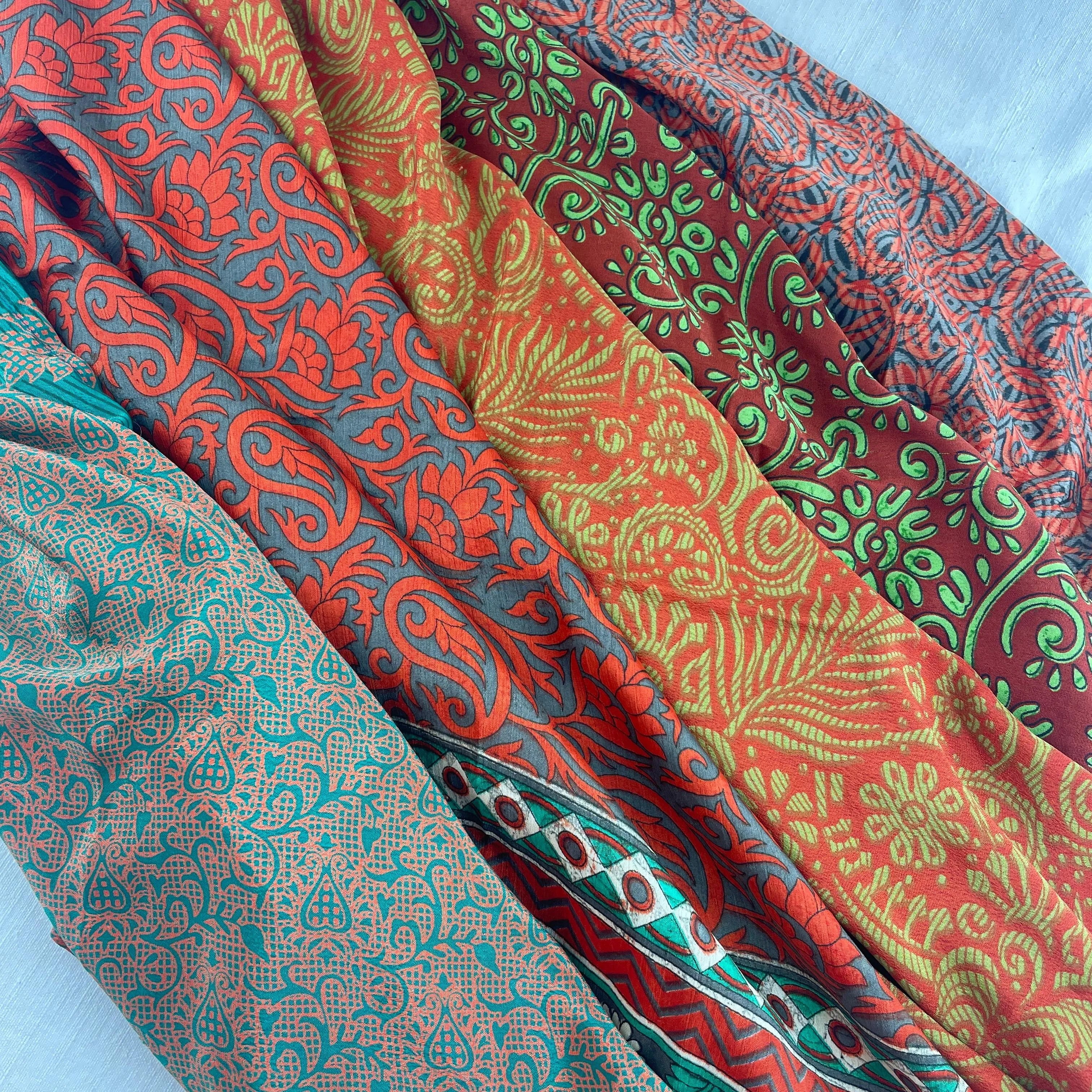 MOHINI Recycled Sari Fabric Scarf Square 55cm Pack 10 (WS)