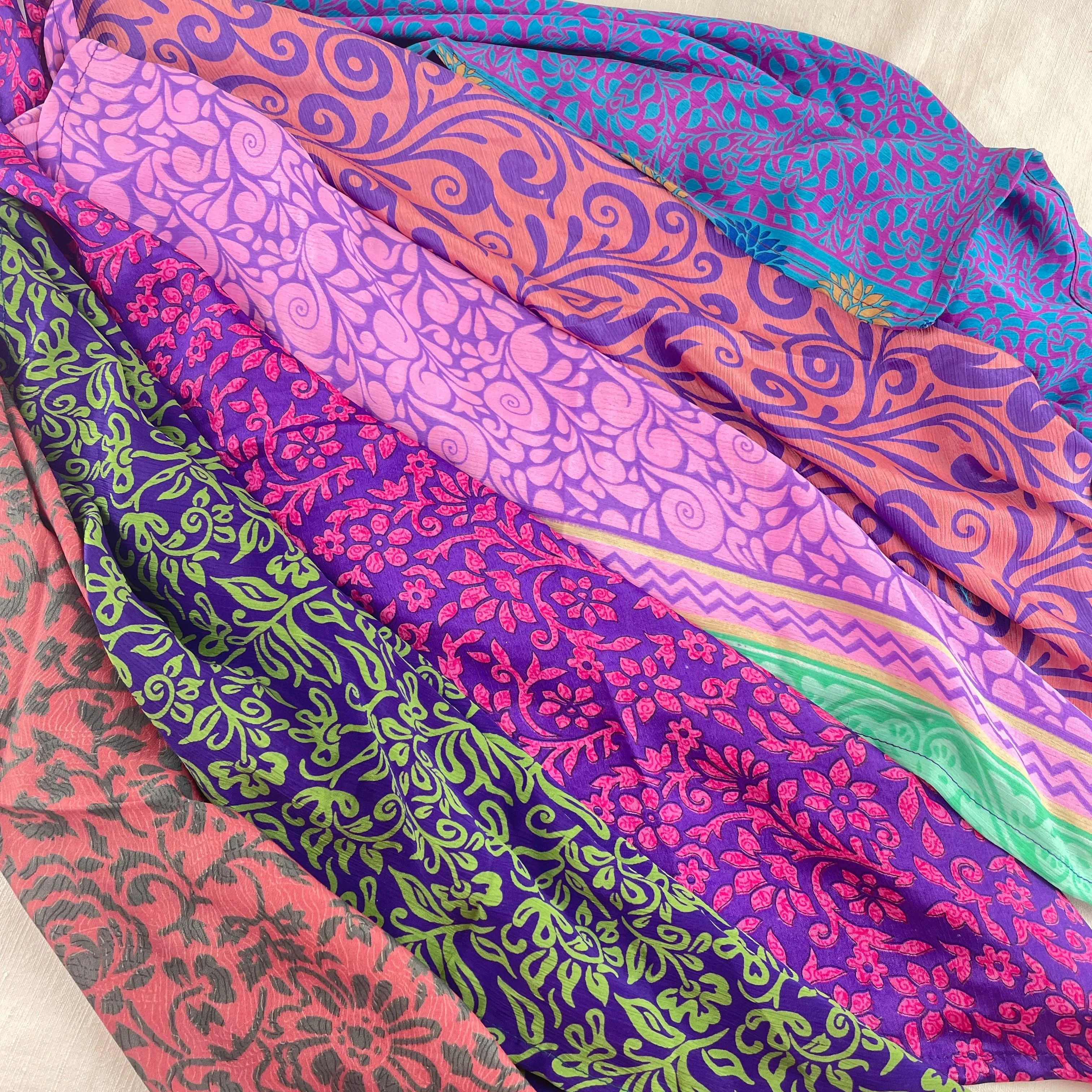 MOHINI Recycled Sari Fabric Scarf Square 55cm Pack 10 (WS)