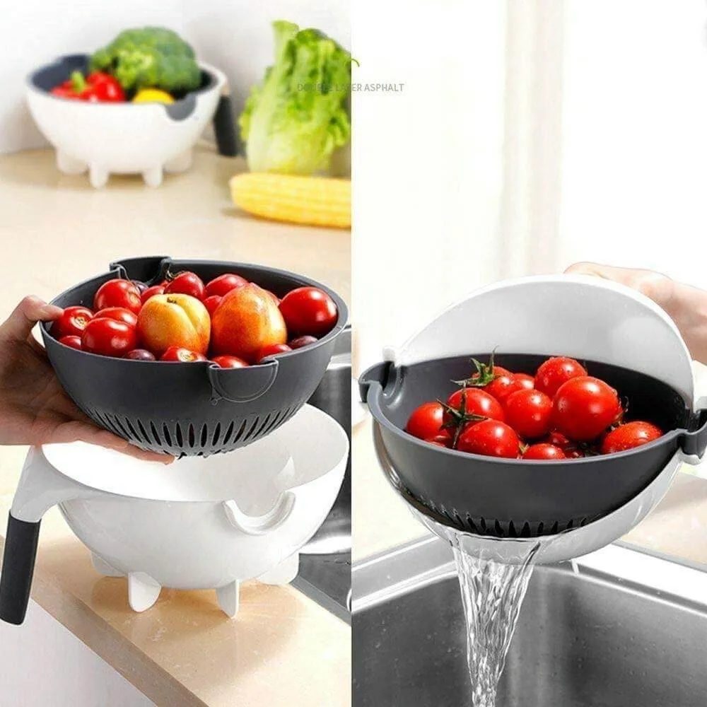 Multifunctional Rotate Vegetable Cutter With Drain Basket