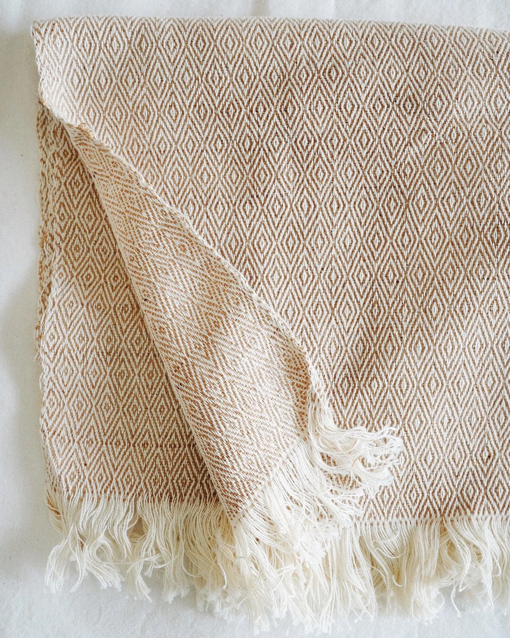 Ochre Vintage Marble Handwoven Throw / Runner / Scarf