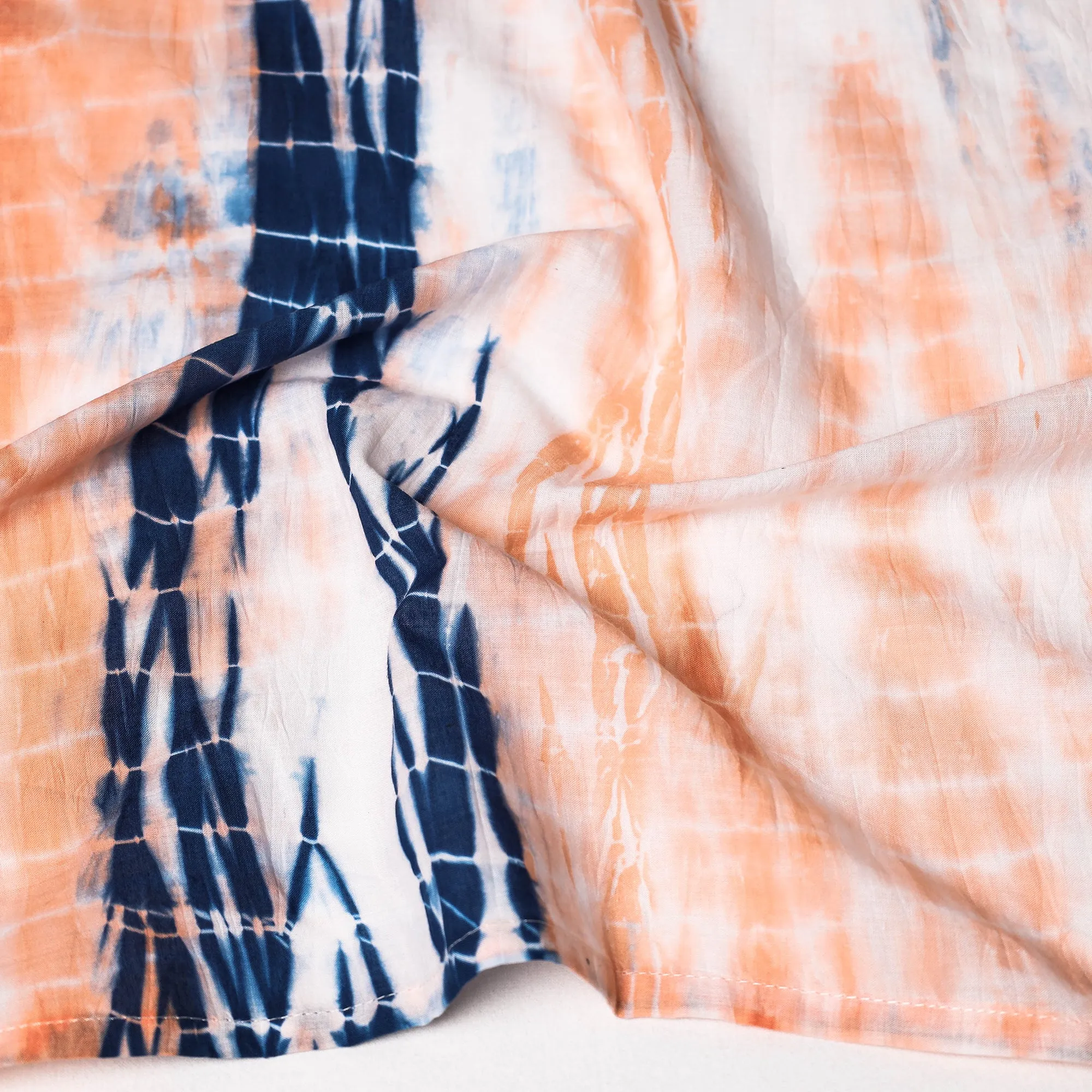 Orange - Shibori Tie-Dye Cotton Scarf