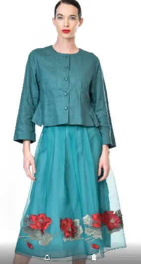 Organza Roses Sunday Skirt - Teal