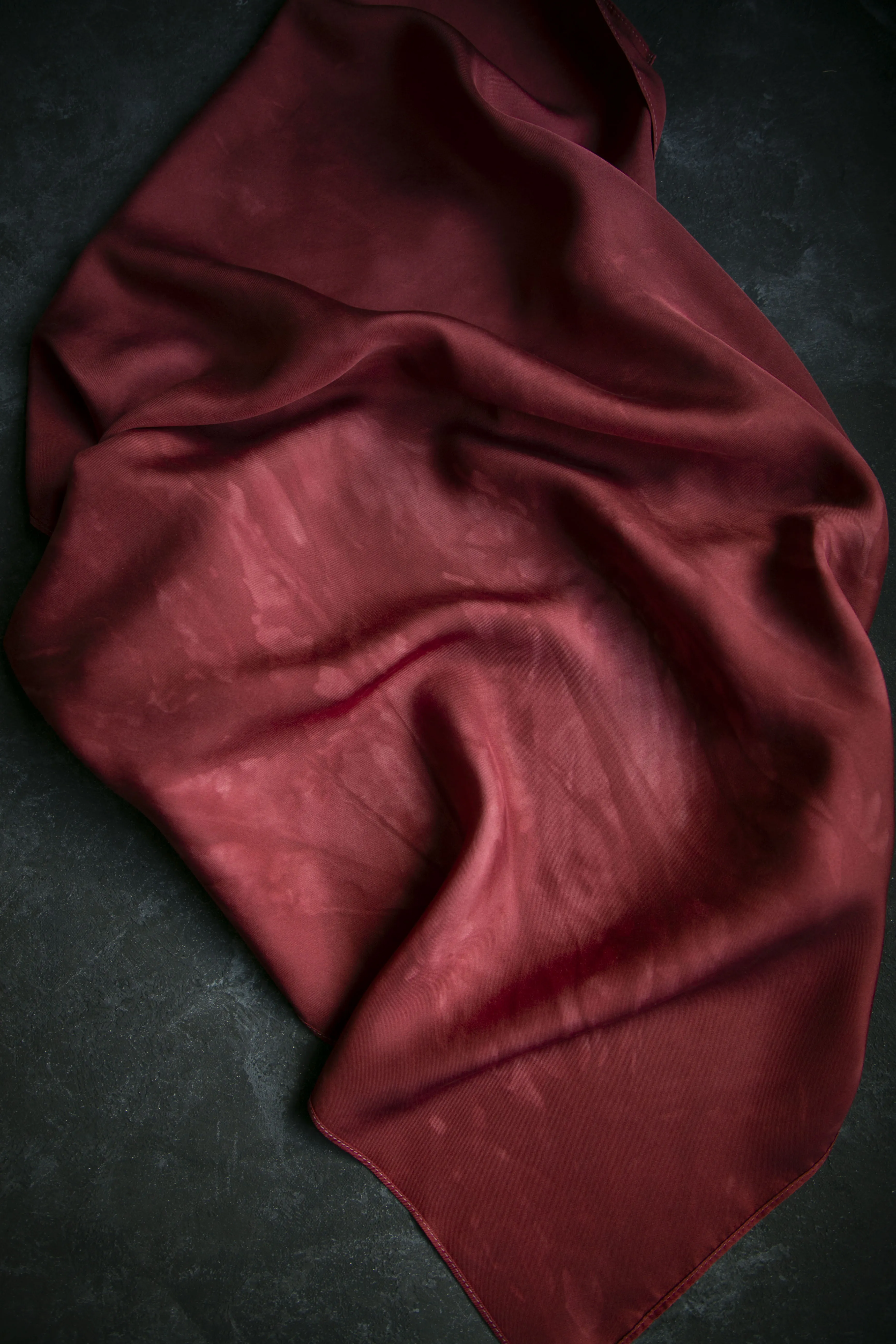 Original Eco-Dyed | Crushed Cranberry  | 26 x 26" 100% Silk Twill Scarf