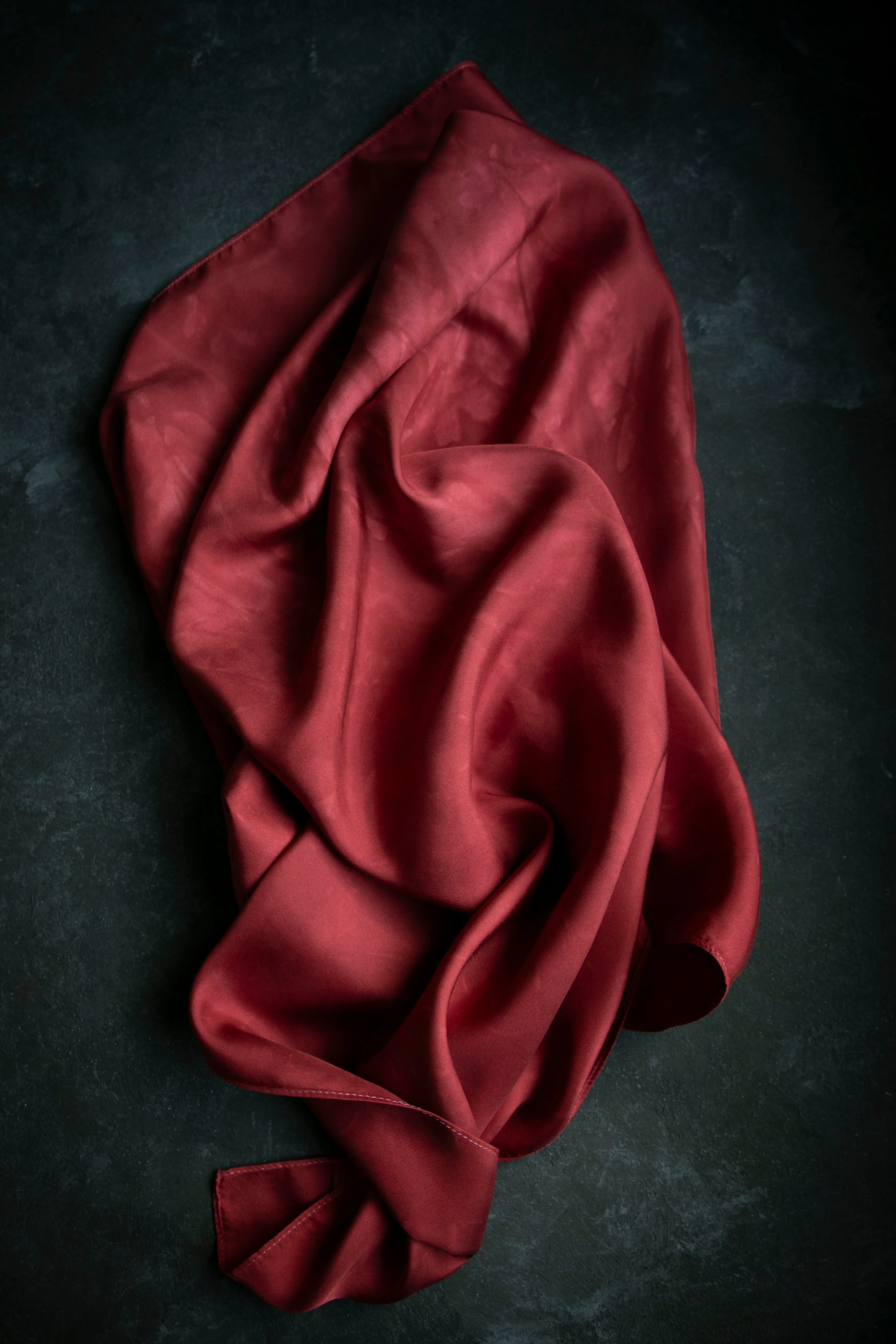 Original Eco-Dyed | Crushed Cranberry  | 26 x 26" 100% Silk Twill Scarf