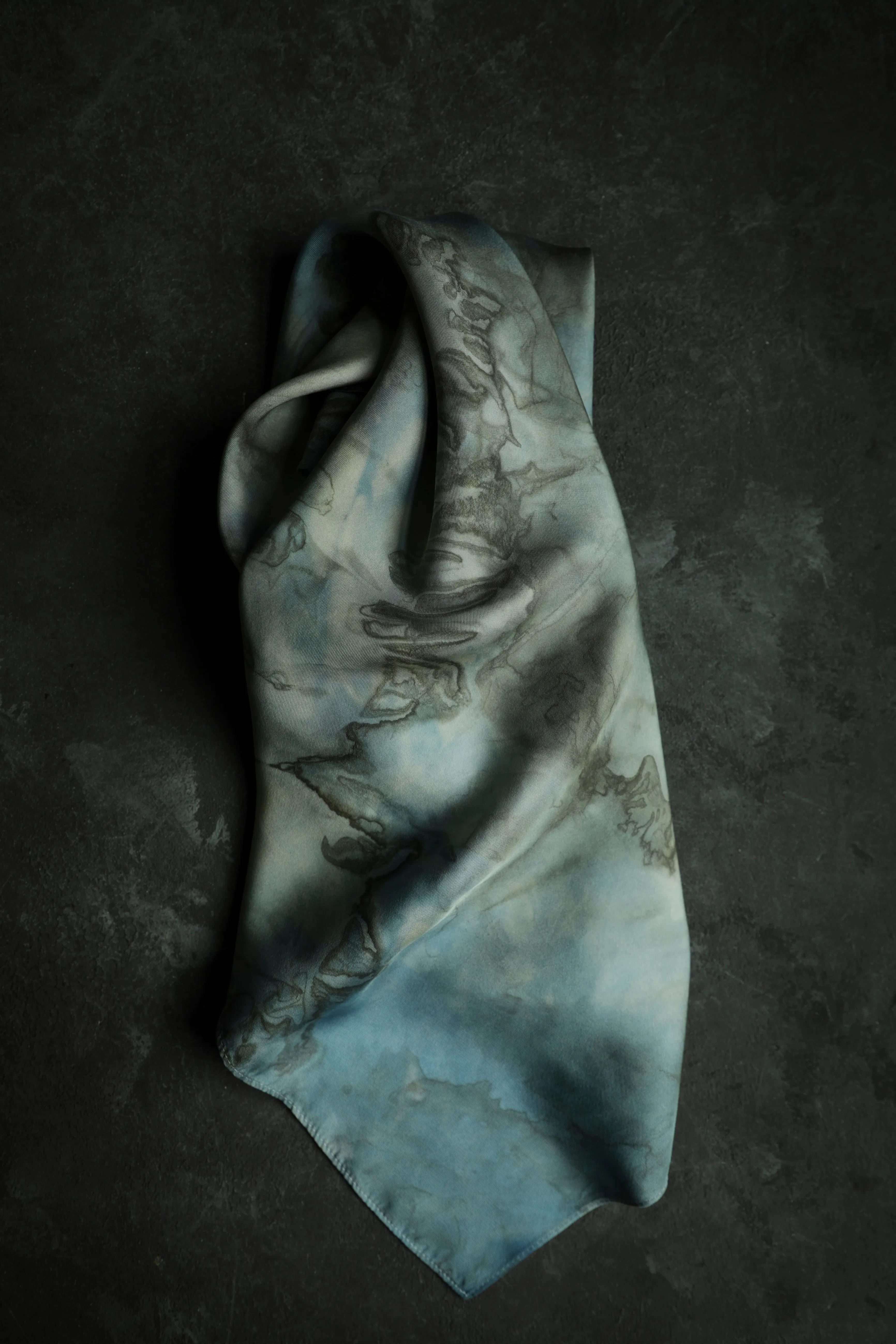 Original Eco-dyed Indigo   Woodgrain Walnut  | 26 x 26" 100% Silk Twill Scarf