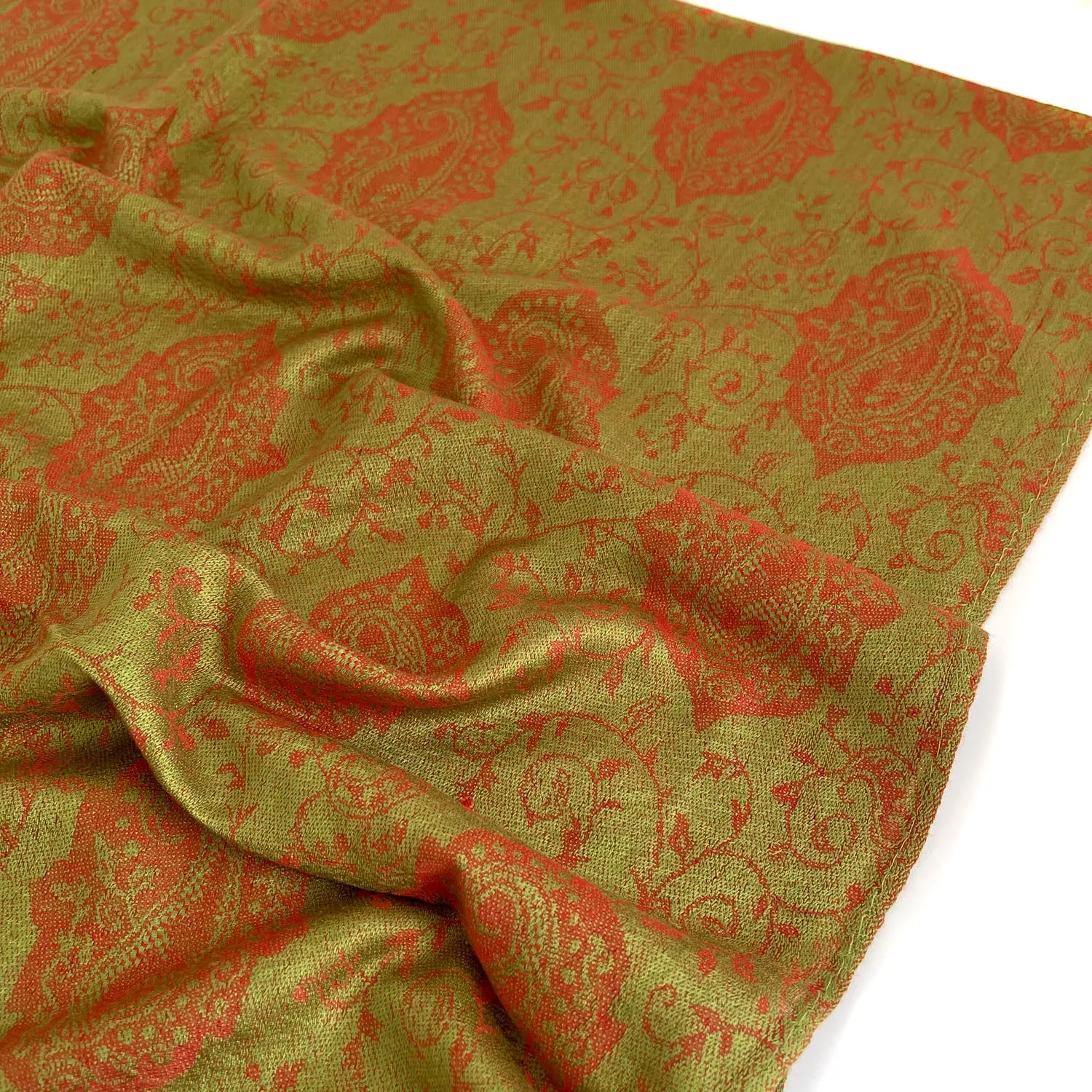 PAISLEY PRINT GREEN LIGHTWEIGHT PASHMINA SHAWL SCARF