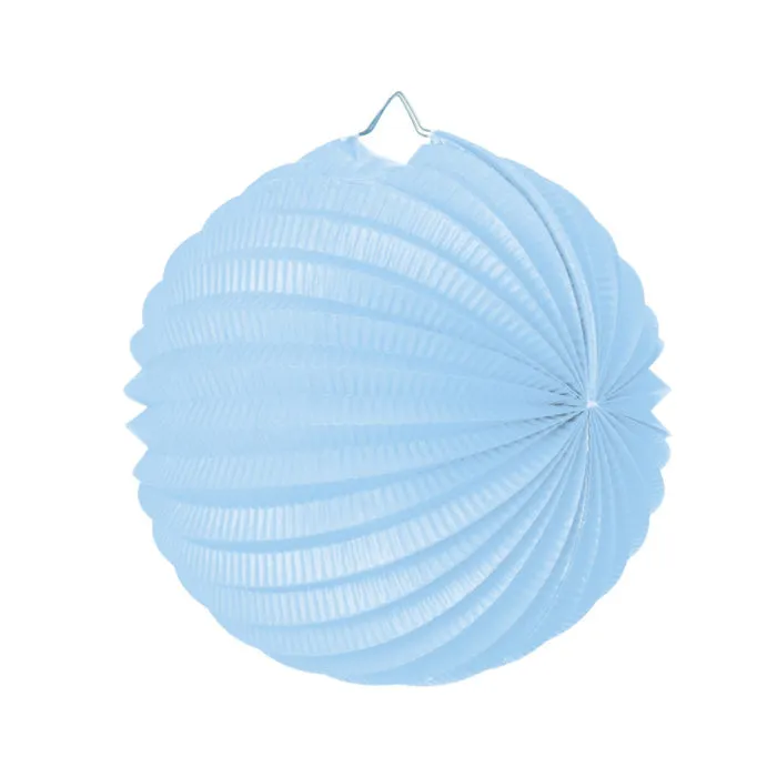 Pale Blue Pleated Paper Lantern - 20cm