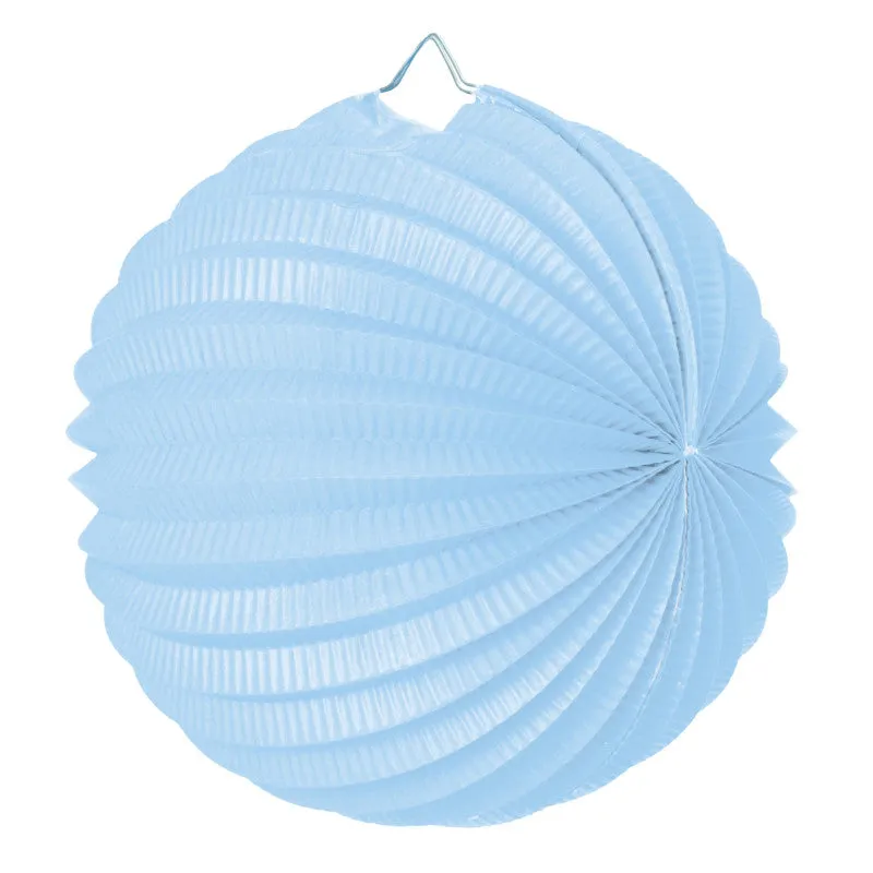 Pale Blue Pleated Paper Lantern - 30cm