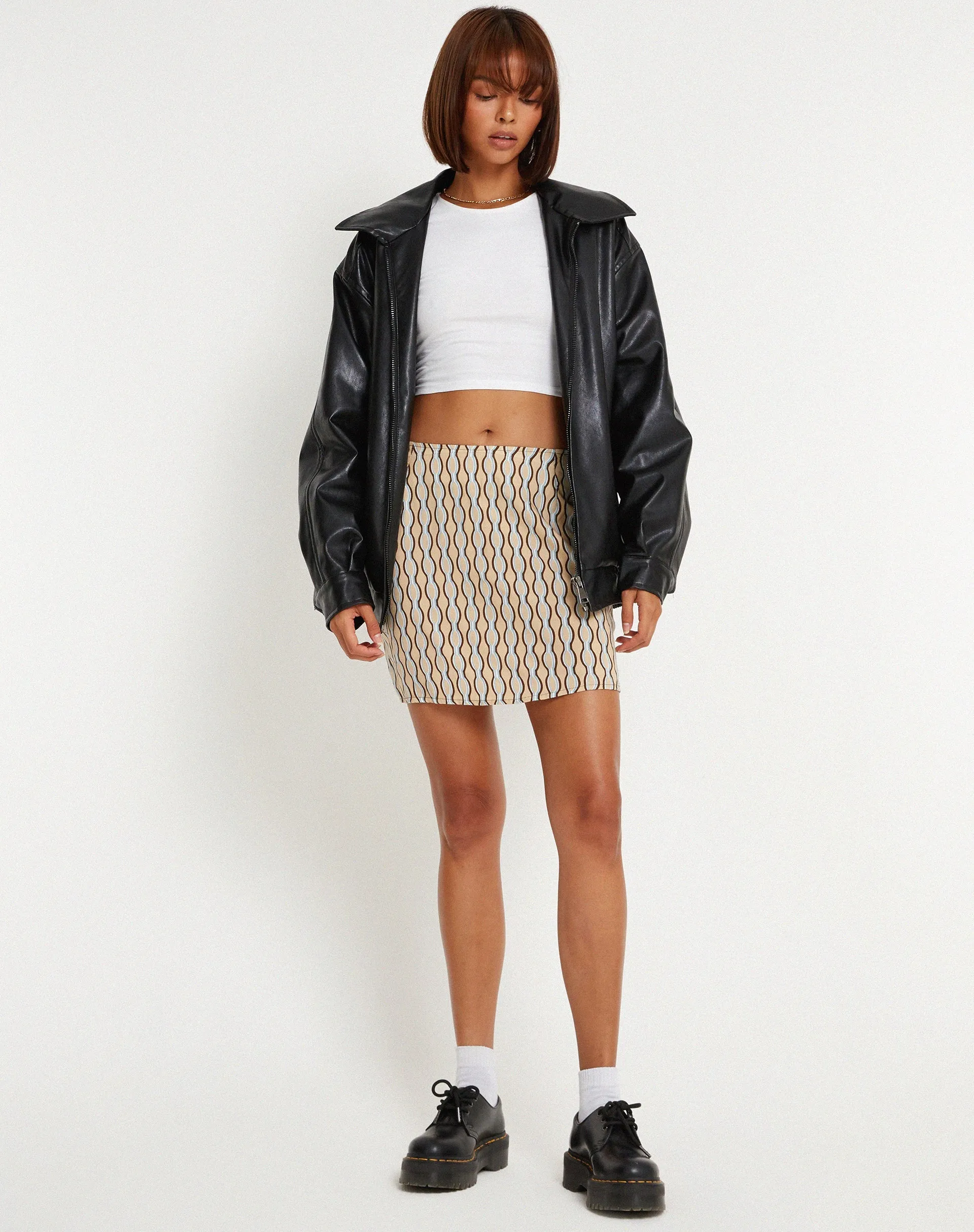 Pelmo Mini Skirt in Preppy Geo Brown