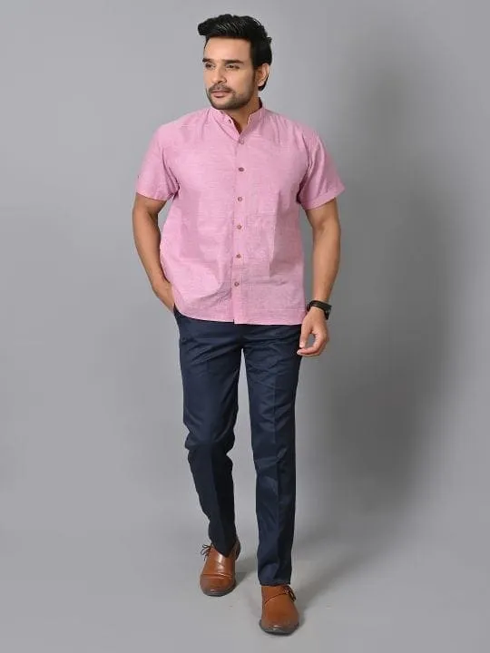 Pink Khadi Cotton Men Shirt