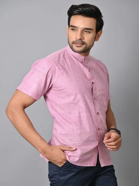 Pink Khadi Cotton Men Shirt