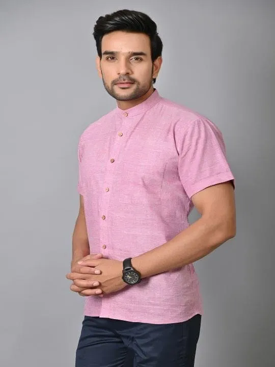 Pink Khadi Cotton Men Shirt