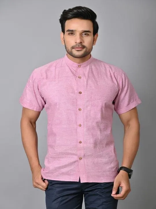 Pink Khadi Cotton Men Shirt