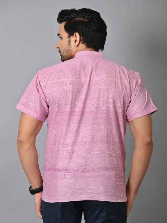 Pink Khadi Cotton Men Shirt