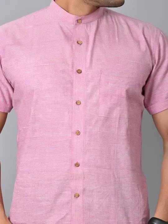 Pink Khadi Cotton Men Shirt