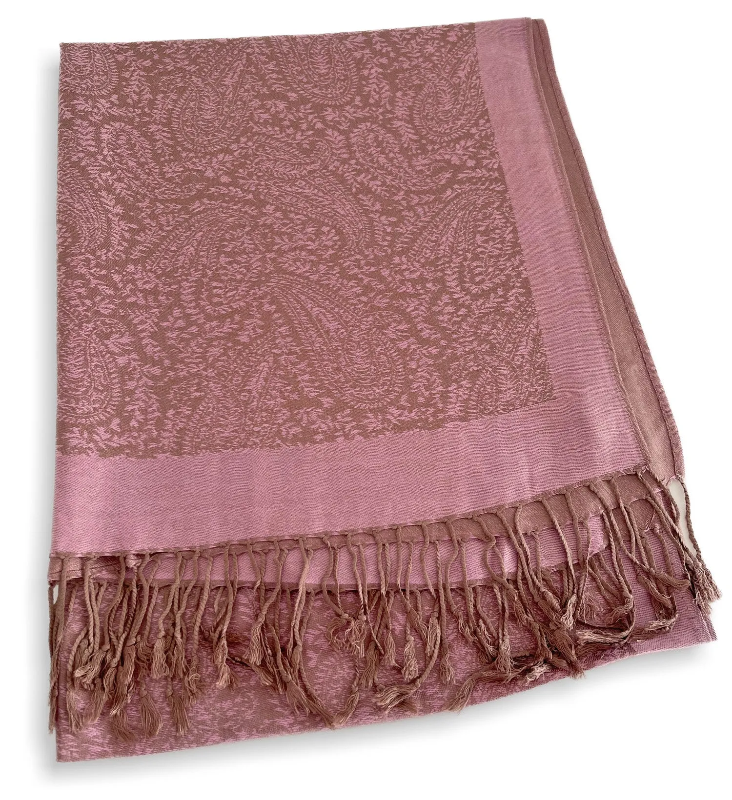 PINK PAISLEY PRINT REVERSIBLE PASHMINA SHAWL SCARF