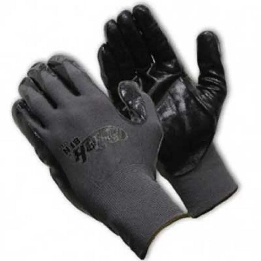 PIP G-Tek 34-C232 Economy Seamless Knit Nylon Glove with Nitrile Foam Grip, Black, Box of 12