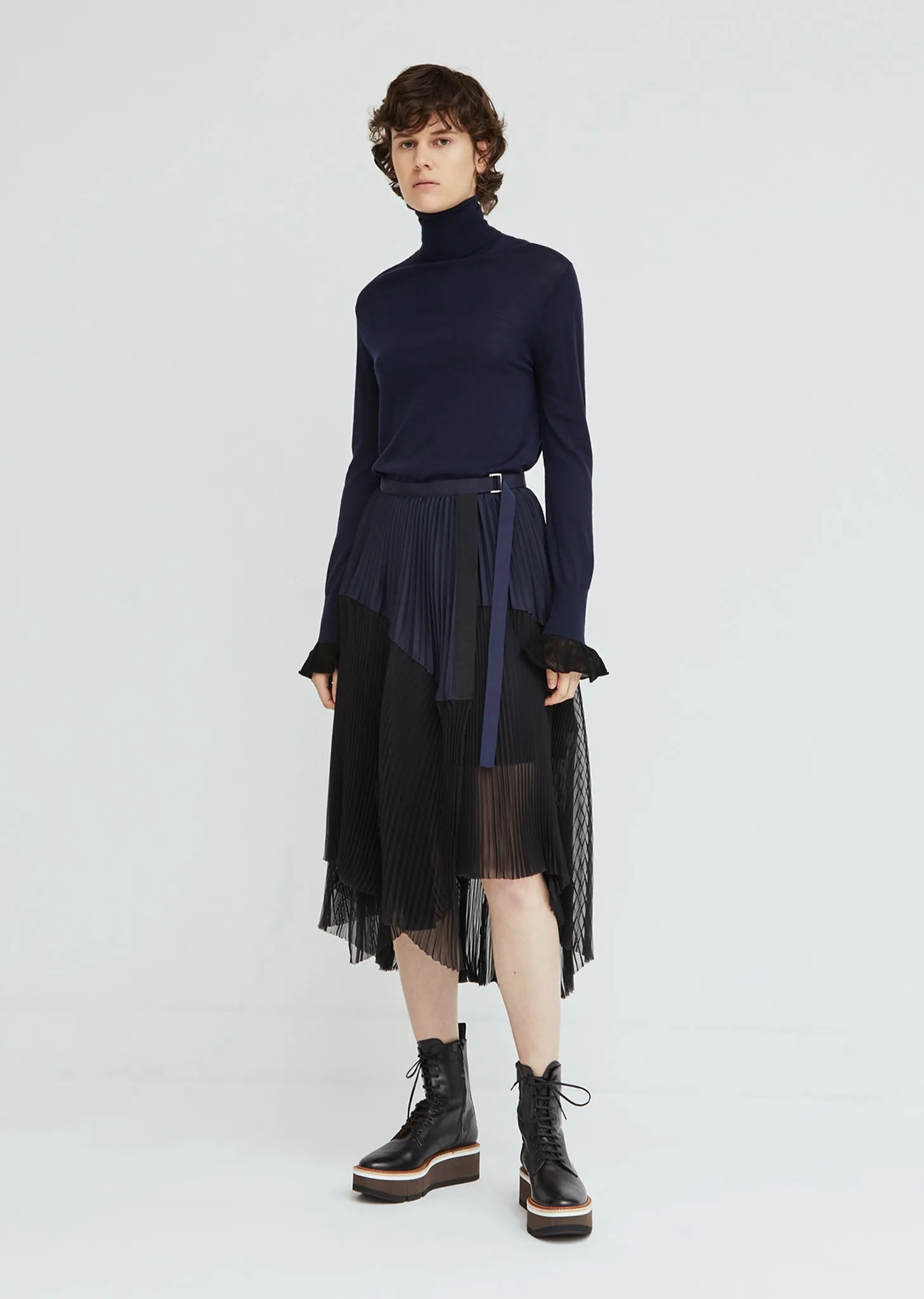 Pleated Cotton Poplin Skirt