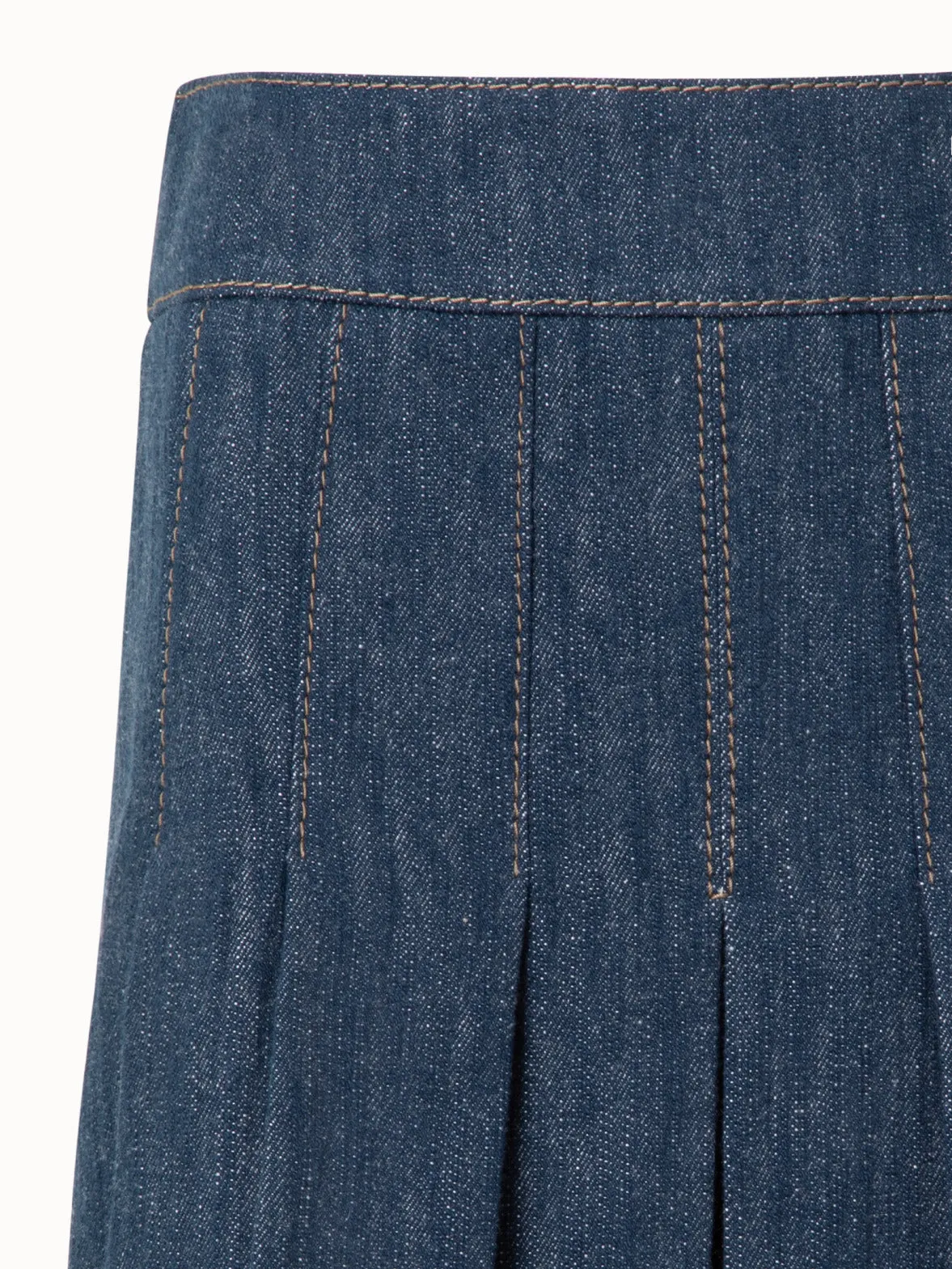 Pleated Denim Mini Skirt