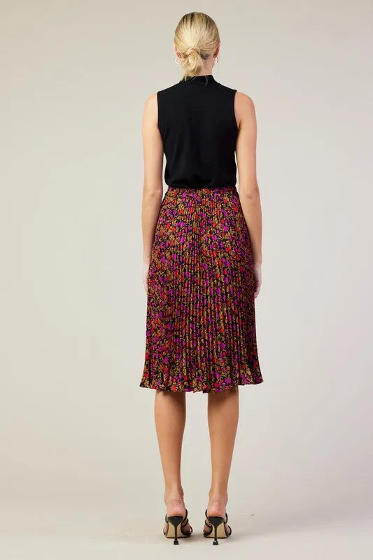 Pleated Midi Skirt - Magenta