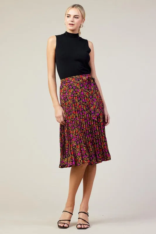 Pleated Midi Skirt - Magenta