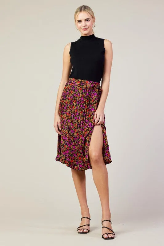 Pleated Midi Skirt - Magenta