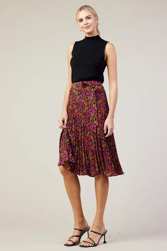 Pleated Midi Skirt - Magenta