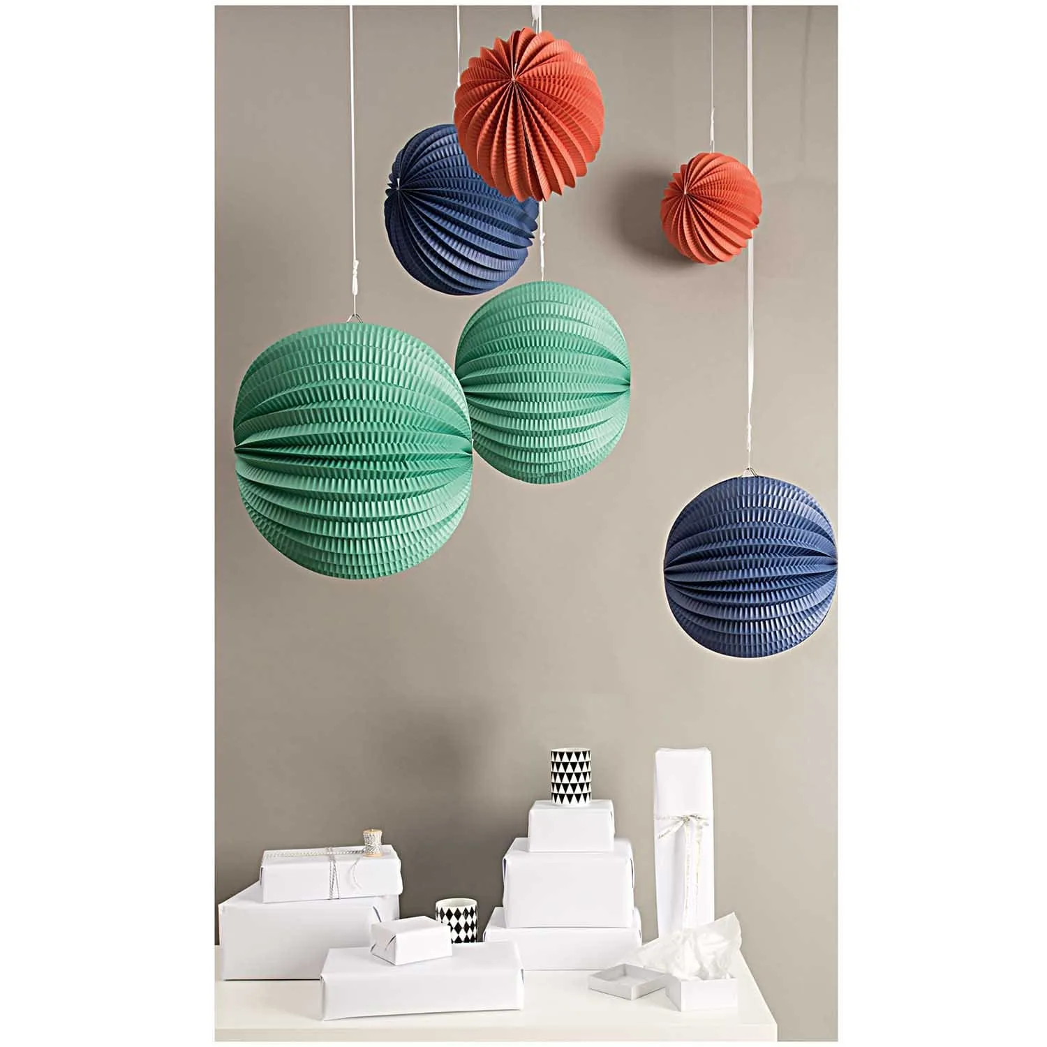 Pleated Paper Lanterns - Colourful (3 Pack)