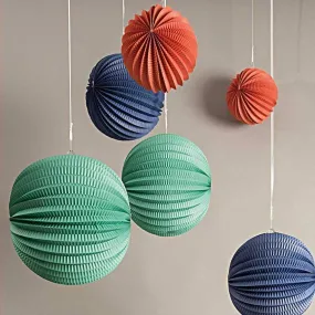 Pleated Paper Lanterns - Colourful (3 Pack)