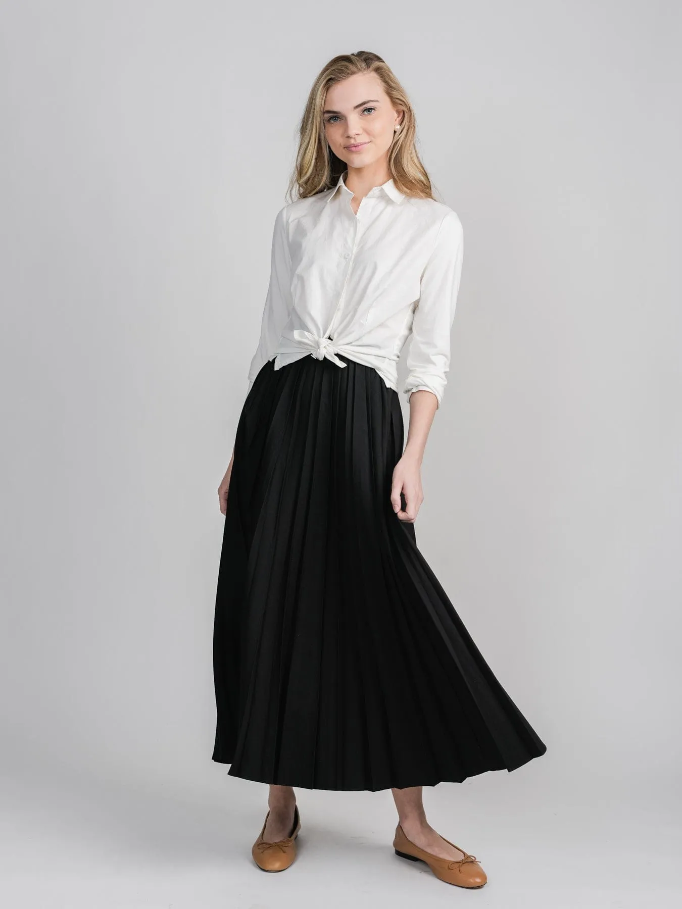 PLEATED SKIRT 35" - BLACK