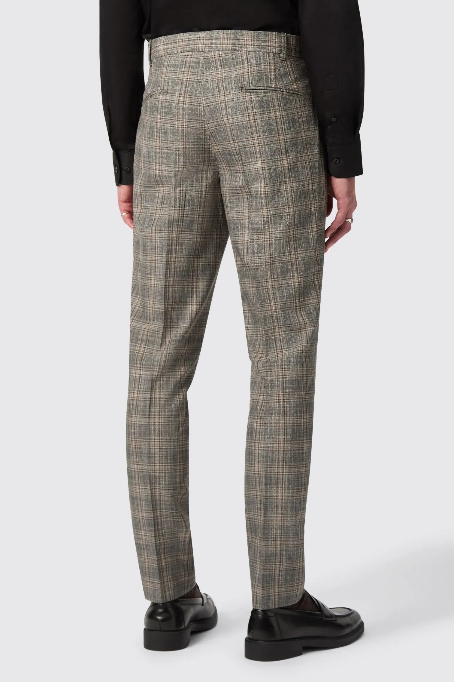 Plunkett Slim Fit Grey Check Trousers