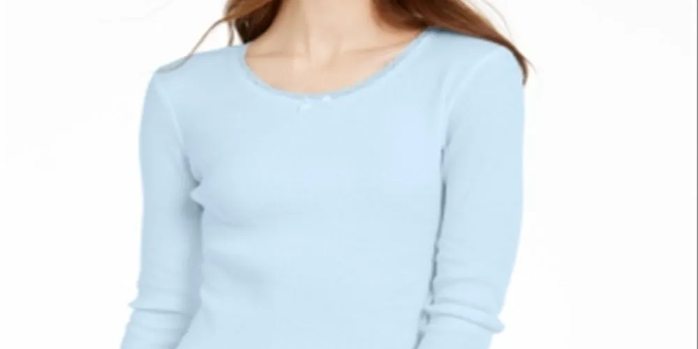 Polly & Esther Junior's Cropped Thermal T-Shirt Choose Baby Blue Size Small