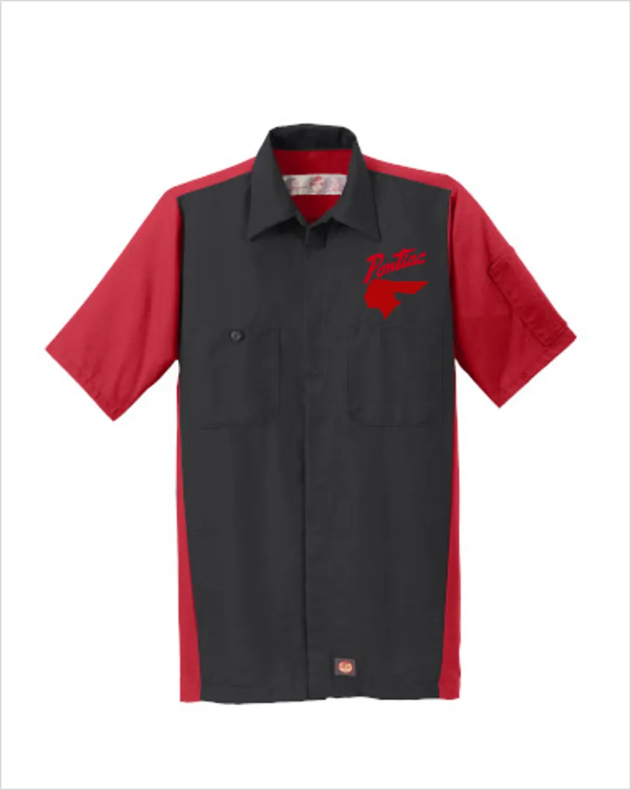 Pontiac 40's Script Red Kap Short Sleeve Two-Tone Mechanic Shirt